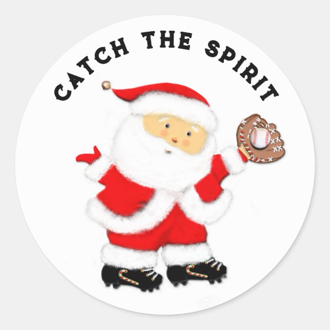 Sticker Rond Fêtes de Noël de baseball (Devant)