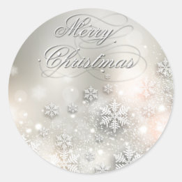 Sticker Rond Fêtes de Noël Élégants Snowflakes