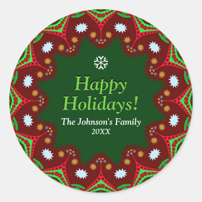Sticker Rond Fêtes de Noël Famille Gardien Plaque de fête (Devant)