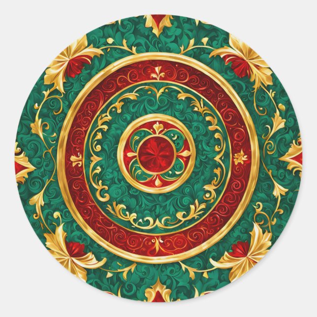 Sticker Rond Fêtes de Noël Florales (Devant)