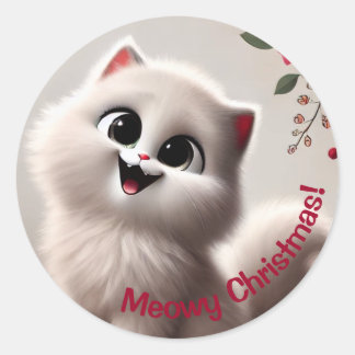 Sticker Rond Fêtes de Noël Meowy