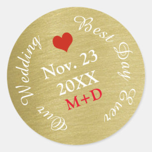 Sticker Rond fêtez avec nous notre mariage / meilleur jour jama