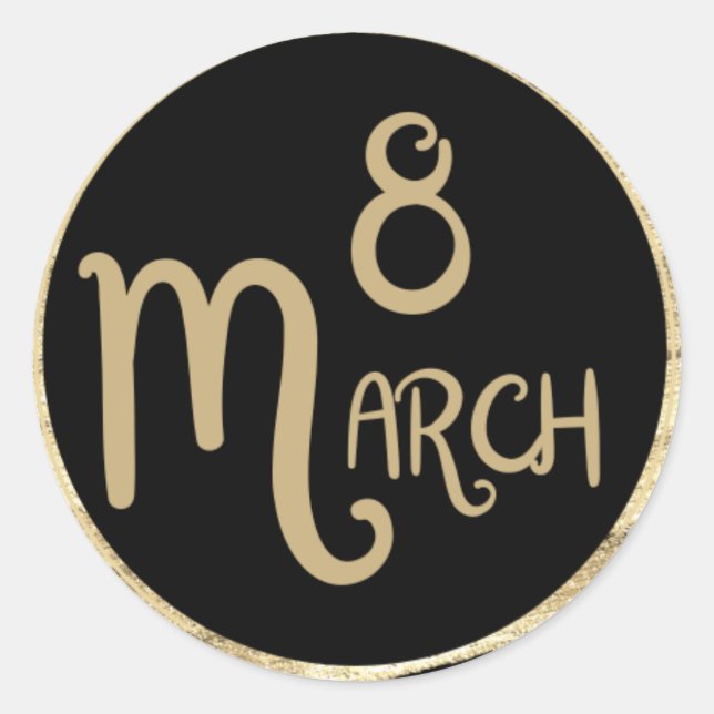 Sticker Rond Fêtez la journée internationale de la femme 8 mars (Devant)