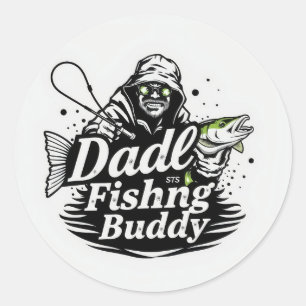 Sticker Rond Fêtez votre amour pour la pêche avec papa