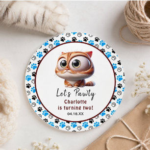 Sticker Rond Fêtons les pattes ! 2e anniversaire de notre adora