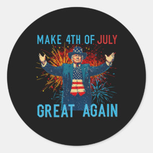 Sticker Rond Feu d'artifice drôle Trump Make 4th Of July Great