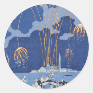 Sticker Rond Feu D'Artifice George Barbier À Venise 1924