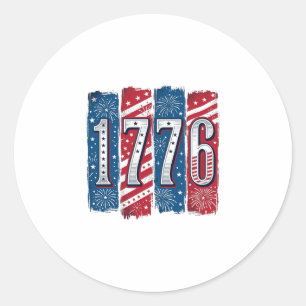 Sticker Rond Feu d'artifice patriotique vintage 1776 Vector Des