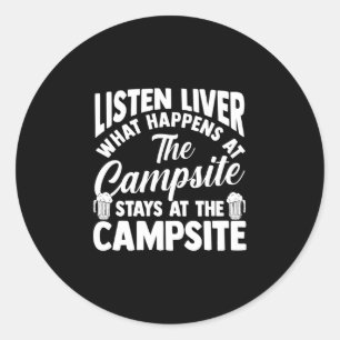 Sticker Rond Feu de camp de camping vie en forêt campeur