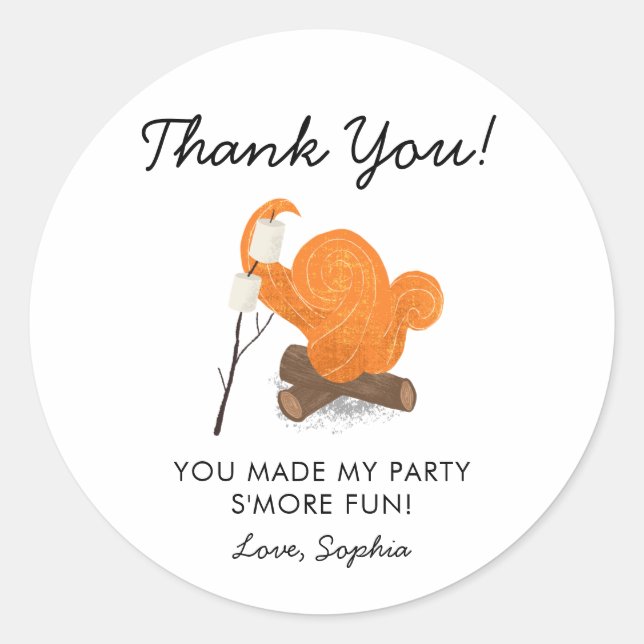 Sticker Rond Feu de Campagne Cute Anniversaire Fête Favoriser (Devant)