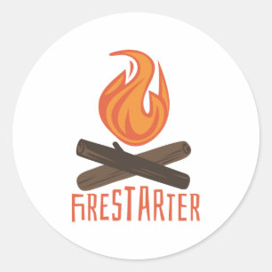 Sticker Rond Feu de feu de camp