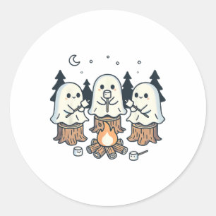 Sticker Rond Feu de feu de camp Fantôme Éffrayant Marshmallow H