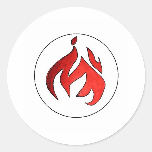 Sticker Rond Feu de feu de la musique d'eau chaude (Devant)