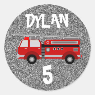 Sticker Rond Feu d'incendie Silver Sparkle Party Anniversaire