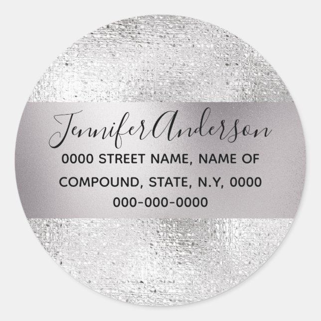 Sticker Rond Feuil argenté brillant faux brillant (Devant)