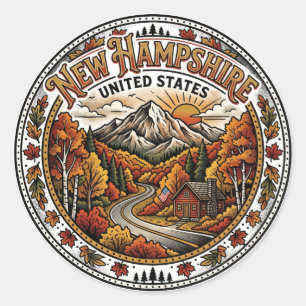 Sticker Rond Feuillage d'automne dans les Montagnes Blanches du