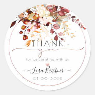 Sticker Rond Feuillage de automne rustique Aquarelle Rouille go