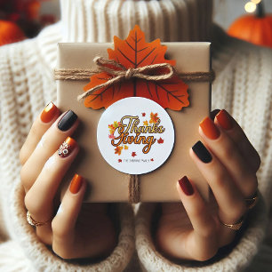 Sticker Rond Feuillage élégant de Thanksgiving automne