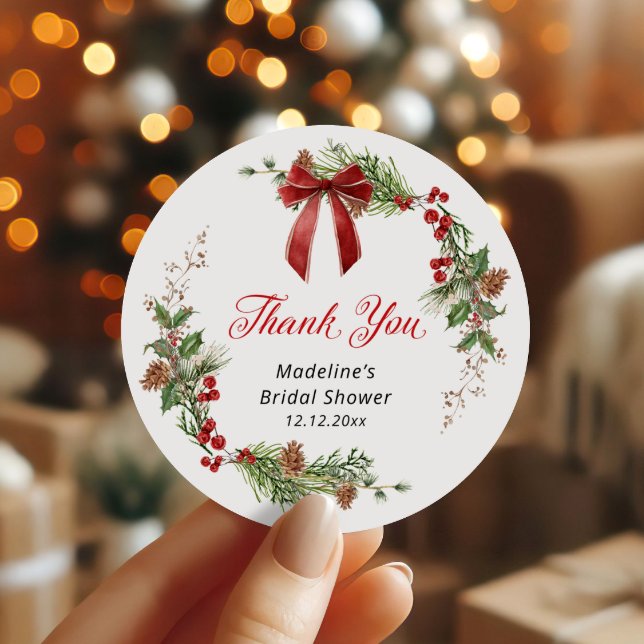 Sticker Rond Feuillage festif de Noël pour la douche de la mari (Créateur téléchargé)