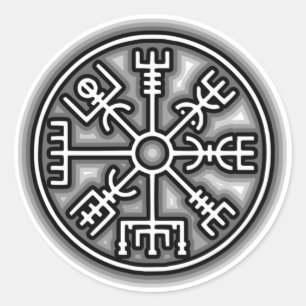 Sticker Rond Feuille d'autocollant à l'écho Vegvisir