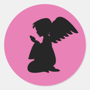 Sticker Rond Feuille d'autocollant Angel de prière