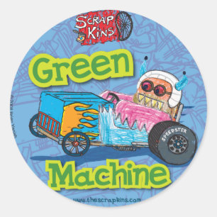 Sticker Rond Feuille d'autocollant "de machine verte" de