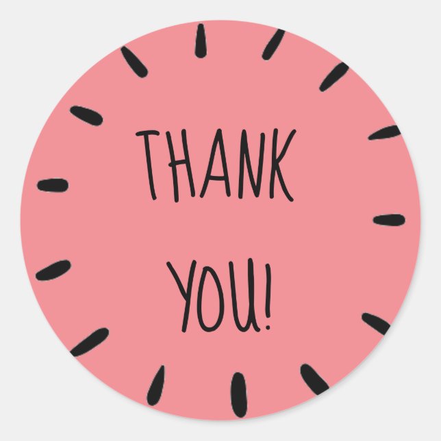 Sticker Rond Feuille d'autocollant "Merci" rose pâle (Devant)