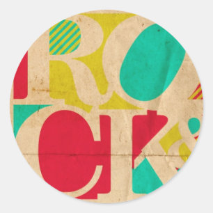 Sticker Rond Feuille d'autocollants de grunge Rock n Roll