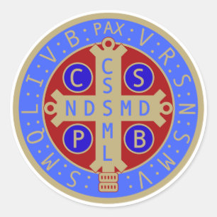 Sticker Rond Feuille d'autocollants de médaille de St Benoît