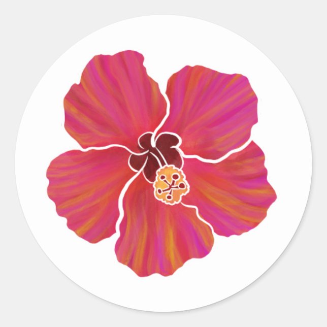 Sticker Rond Feuille d'autocollants d'Hibiscus vibrants pour la (Devant)