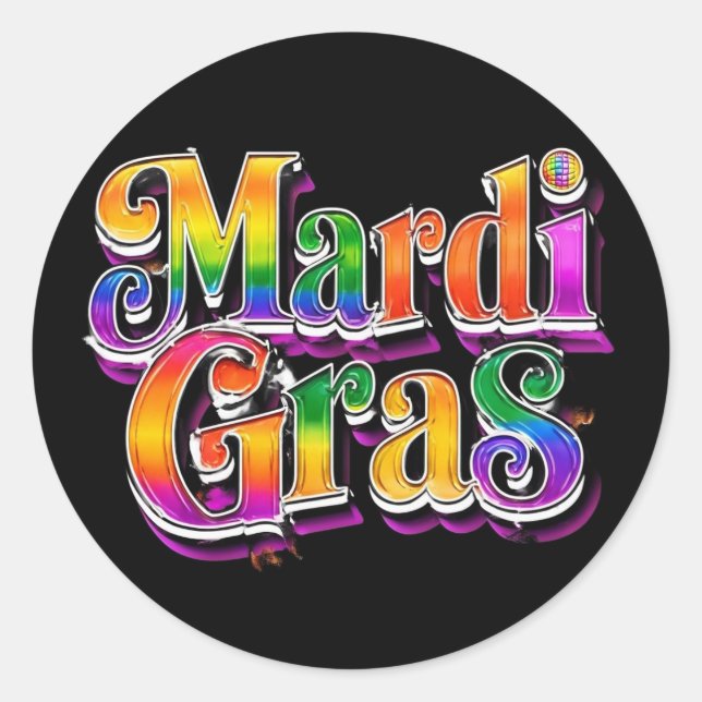 Sticker Rond feuille d'autocollants du mardi gras (Devant)