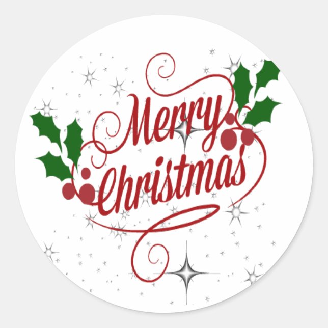 Sticker Rond Feuille d'autocollants Joyeux Noël (Devant)