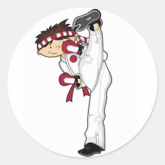 Sticker Rond Feuille d'autocollants Karate Boy