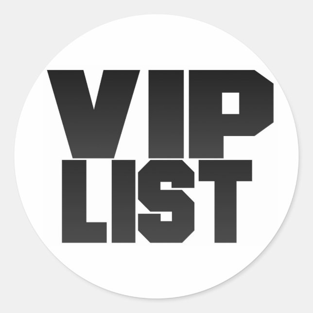 Sticker Rond Feuille d'autocollants Liste Vip (Devant)