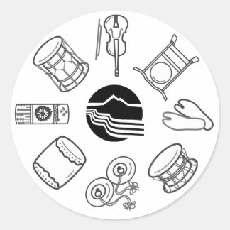 Sticker Rond Feuille d'autocollants Portland Taiko Line Art