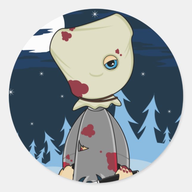 Sticker Rond Feuille d'autocollants pour tueur série Baghead (Devant)