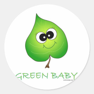 Sticker Rond Feuille de bébé verte