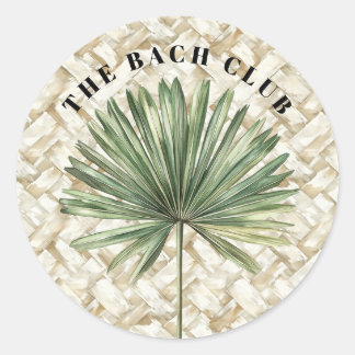 Sticker Rond Feuille de palme tropicale | Club de plage