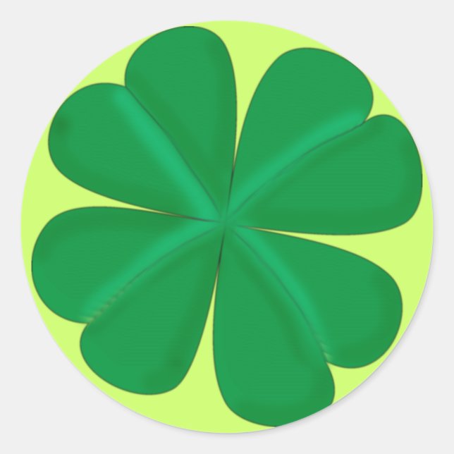 Sticker Rond Feuille de trèfle à quatre feuilles porte-bonheur (Devant)