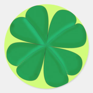 Sticker Rond Feuille de trèfle à quatre feuilles porte-bonheur