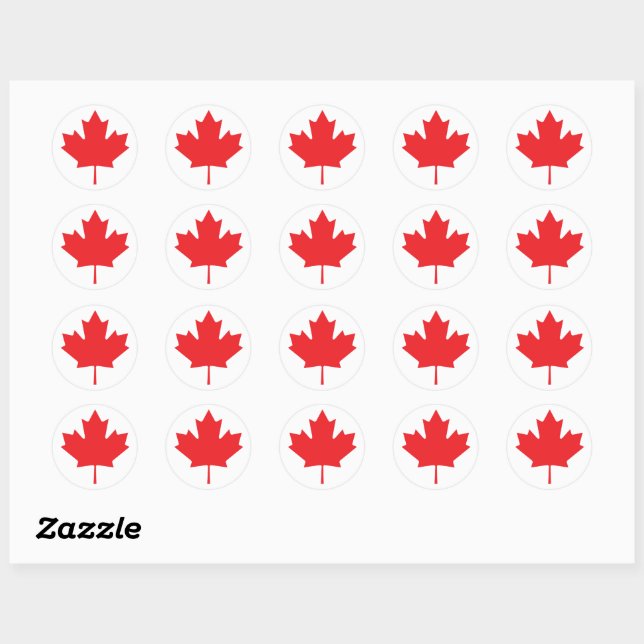 Sticker Rond Feuille d'érable canadienne (Feuille)
