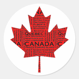 Sticker Rond Feuille d'érable canadienne avec texte