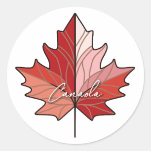 Sticker Rond Feuille d'érable canadienne contemporaine ID1071