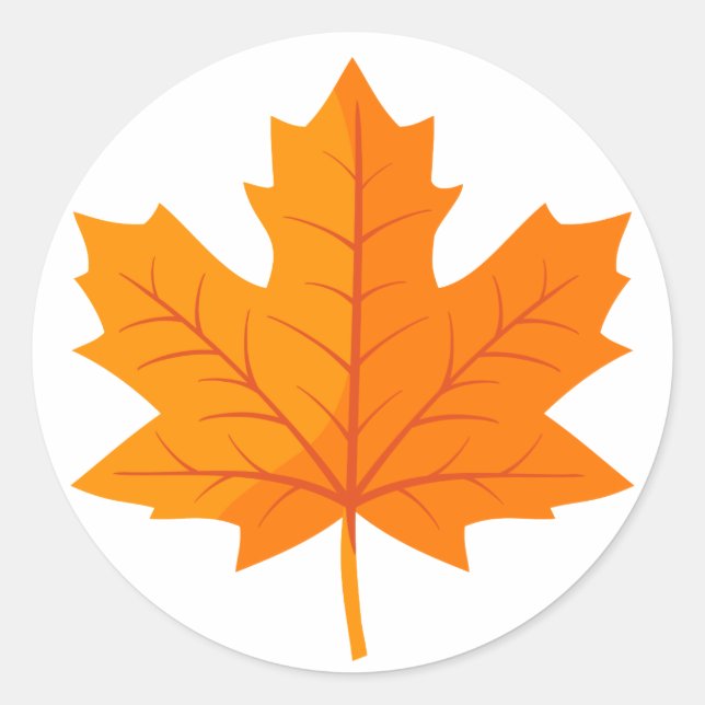 Sticker Rond Feuille d'érable canadienne d'orange clair (Devant)