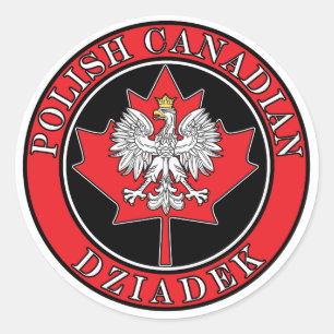 Sticker Rond Feuille d'érable canadienne polonaise Dziadek