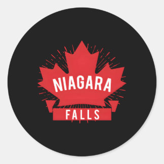 Sticker Rond Feuille d'érable rouge de Niagara Falls Canada