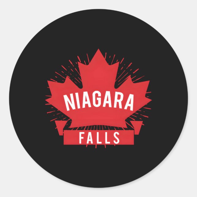 Sticker Rond Feuille d'érable rouge de Niagara Falls Canada (Devant)