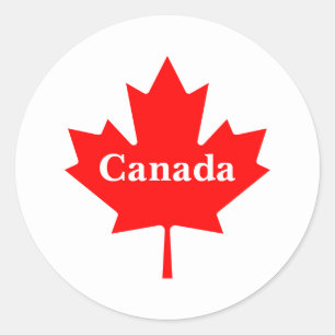 Sticker Rond Feuille d'érable rouge du Canada avec texte person