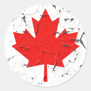 Sticker Rond Feuille d'érable rouge du Canada Peinture