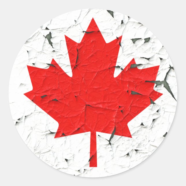 Sticker Rond Feuille d'érable rouge du Canada Peinture (Devant)